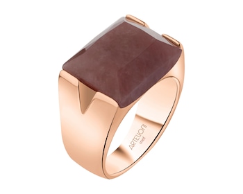 Pierścionek z mosiądzu pozłacany z kwarcem