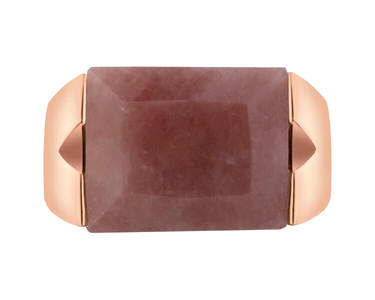 Pierścionek z mosiądzu pozłacany z kwarcem