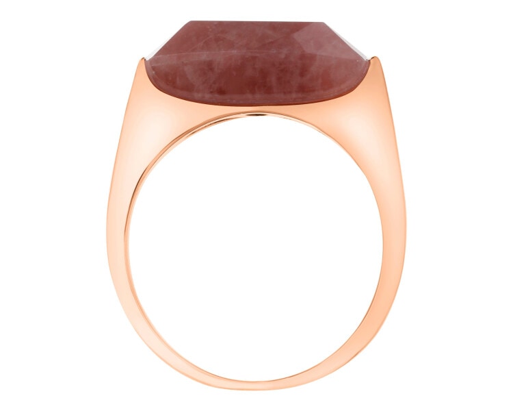 Pierścionek z mosiądzu pozłacany z kwarcem