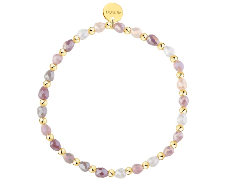 Bransoletka z mosiądzu pozłacana z agatami