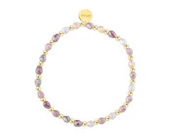 Bransoletka z mosiądzu pozłacana z agatami