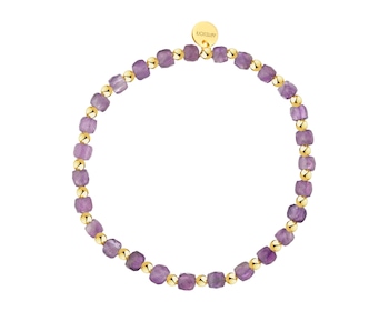 Bransoletka z mosiądzu pozłacana z ametystami