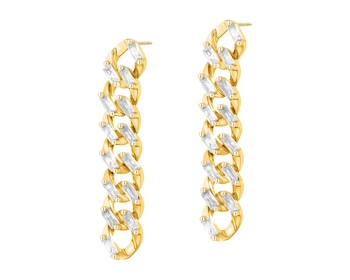 Kolczyki z mosiądzu pozłacane z cyrkoniami