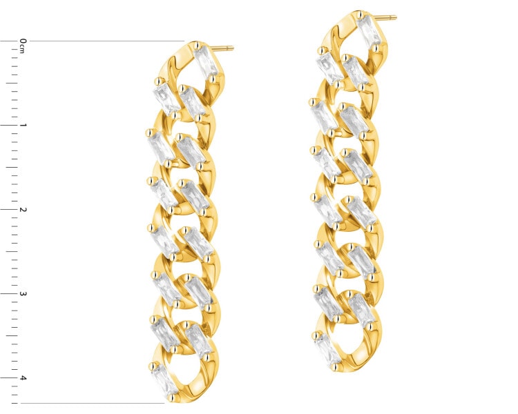 Pozlacené náušnice z mosazi se zirkony