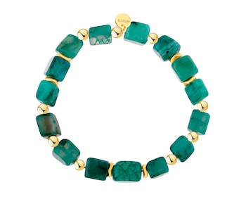 Bransoletka z mosiądzu pozłacana z agatami