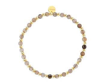 Bransoletka z mosiądzu pozłacana z jadeitami