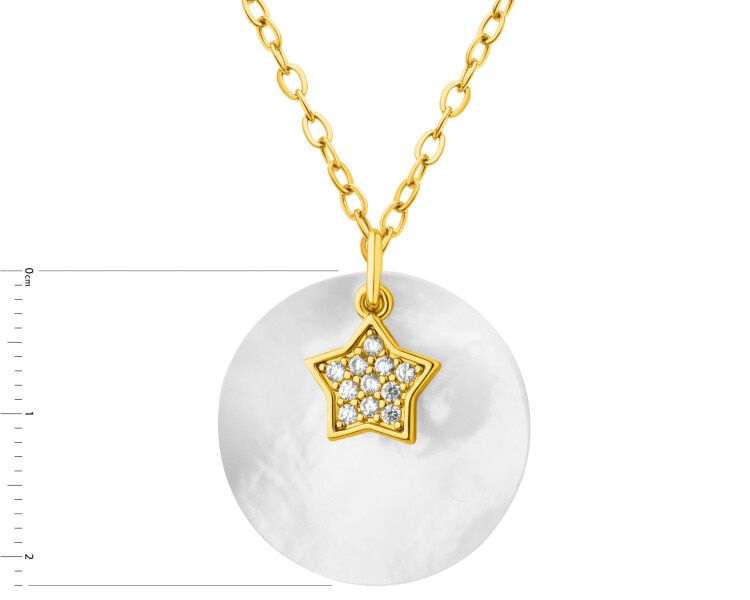 Gold-Plated Brass Necklace with Mother Of Pearl