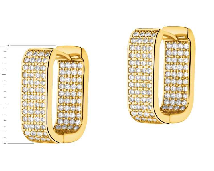 Gold-Plated Brass, Gold-Plated Silver Earrings with Cubic Zirconia