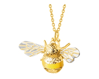 Naszyjnik z mosiądzu pozłacany z detalami z masy żywicznej - pszczółka