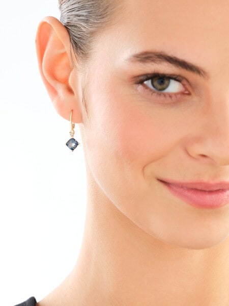 14 K Rhodium-Plated Yellow Gold Dangling Earring  - fineness 14 K