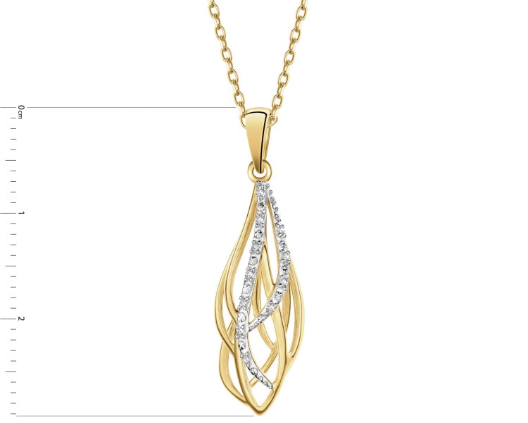 Zawieszka z żółtego złota z diamentami - 0,03 ct - próba 585
