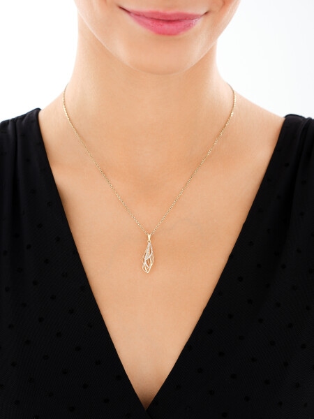 Zawieszka z żółtego złota z diamentami - 0,03 ct - próba 585