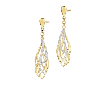 Kolczyki z żółtego złota z diamentami - 0,06 ct - próba 585