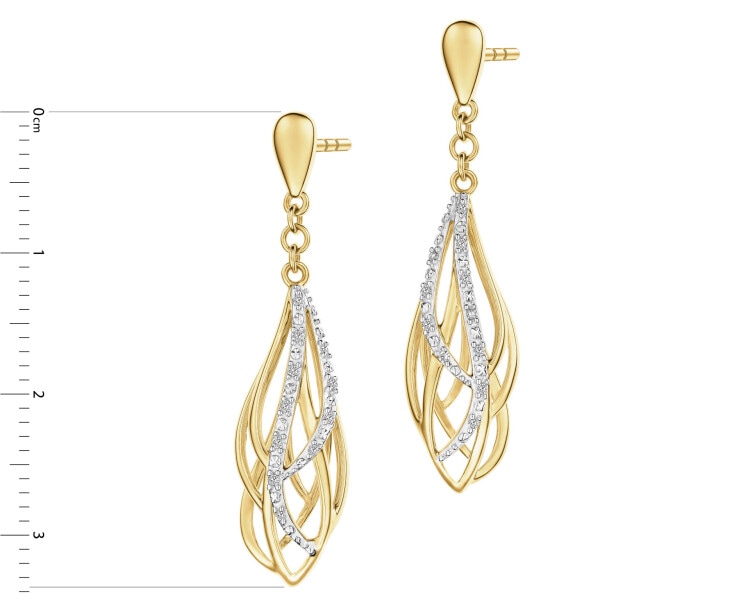 Kolczyki z żółtego złota z diamentami - 0,06 ct - próba 585