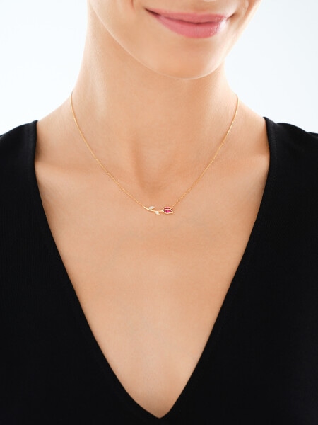 9 K Rhodium-Plated Yellow Gold Necklace  - fineness 9 K