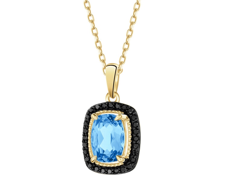 Zawieszka z żółtego złota z czarnymi brylantami i topazem - próba 585