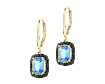 Kolczyki z żółtego złota z brylantami i topazami - próba 