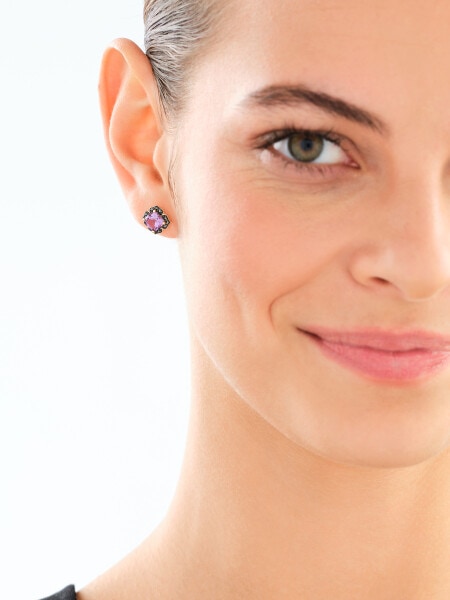 585 Yellow Gold Ruthenium-Plated Earrings  - fineness 585