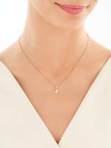 14 K Rhodium-Plated Yellow Gold Pendant with Diamond - 0,003 ct - fineness 14 K