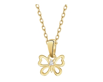 Zawieszka z żółtego złota z diamentem - motyl - 0,006 ct - próba 375