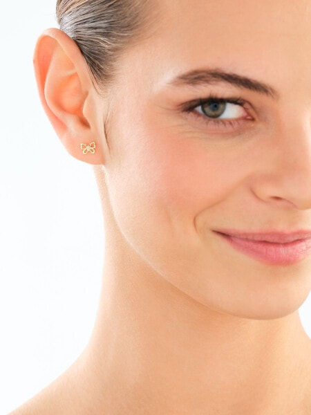 9 K Rhodium-Plated Yellow Gold Earrings with Diamonds - 0,008 ct - fineness 9 K