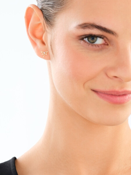 9 K Rhodium-Plated Yellow Gold Earrings with Diamonds - 0,01 ct - fineness 9 K