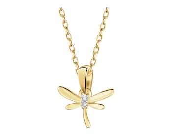 Zawieszka z żółtego złota z diamentami - ważka - 0,01 ct - próba 585