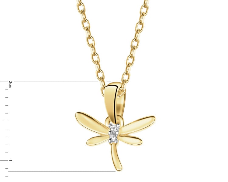 Zlatý přívěsek s diamanty - vážka - 0,01 ct - ryzost 585