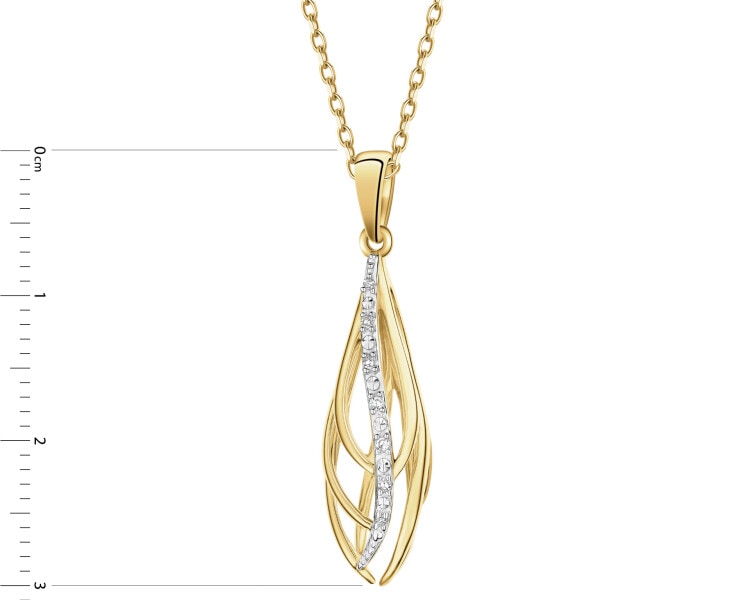 Zawieszka z żółtego złota z diamentami - 0,02 ct - próba 585
