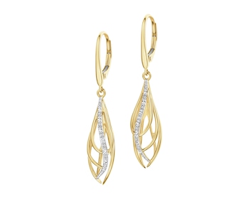 Kolczyki z żółtego złota z diamentami - 0,04 ct - próba 585