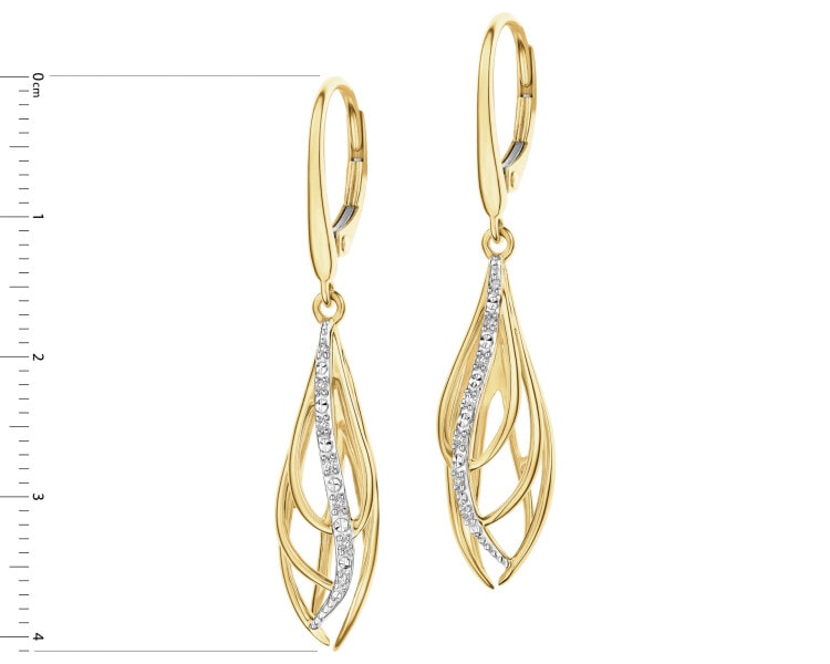 Kolczyki z żółtego złota z diamentami - 0,04 ct - próba 585