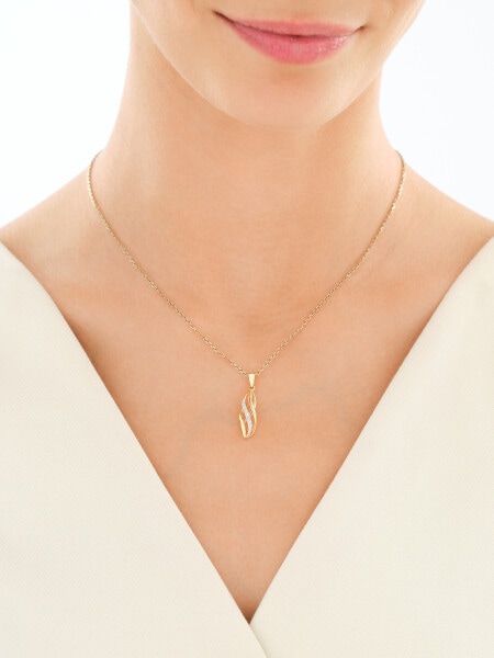 9 K Rhodium-Plated Yellow Gold Pendant with Diamonds - 0,01 ct - fineness 9 K