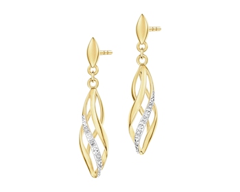 Kolczyki z żółtego złota z diamentami - 0,02 ct - próba 