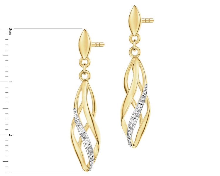 Kolczyki z żółtego złota z diamentami - 0,02 ct - próba 375