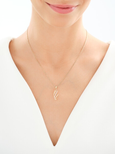 14 K Rhodium-Plated Yellow Gold Pendant with Diamonds - 0,03 ct - fineness 14 K