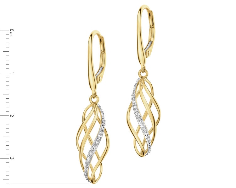 Kolczyki z żółtego złota z diamentami - 0,03 ct - próba 585
