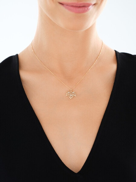 14 K Rhodium-Plated Yellow Gold Necklace with Diamonds - 0,03 ct - fineness 14 K