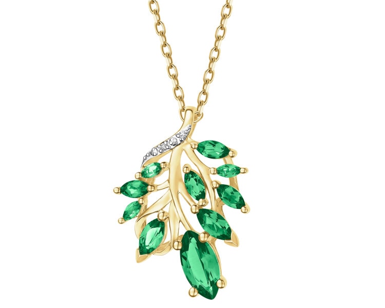 9 K Rhodium-Plated Yellow Gold Pendant  - fineness 9 K