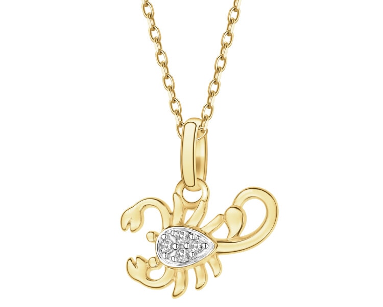 Zawieszka z żółtego złota z diamentami - Skorpion - 0,02 ct - próba 375