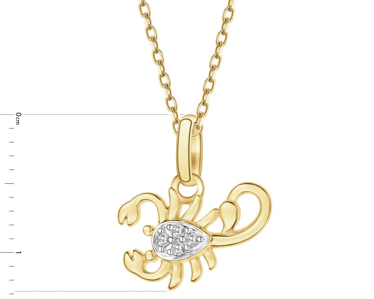 Zawieszka z żółtego złota z diamentami - Skorpion - 0,02 ct - próba 375