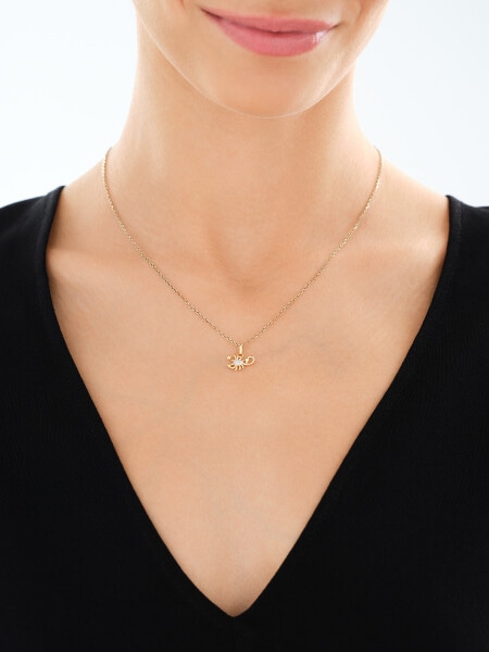 9 K Rhodium-Plated Yellow Gold Pendant with Diamonds - 0,02 ct - fineness 9 K