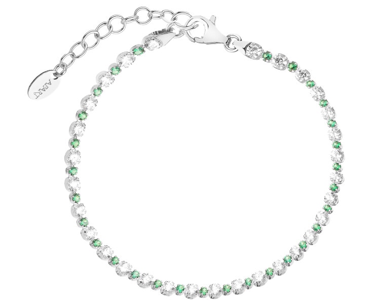 Rhodium Plated Silver Tennis Bracelet with Cubic Zirconia
