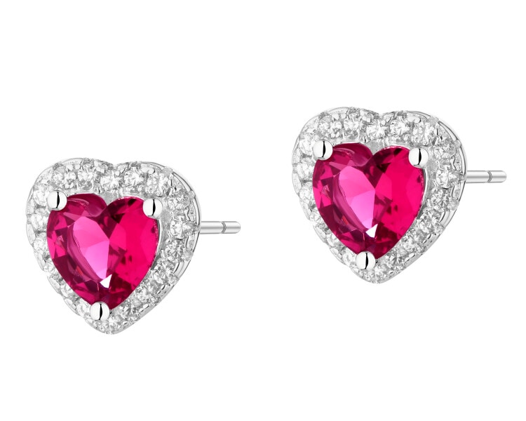 Kolczyki srebrne z cyrkoniami - serca