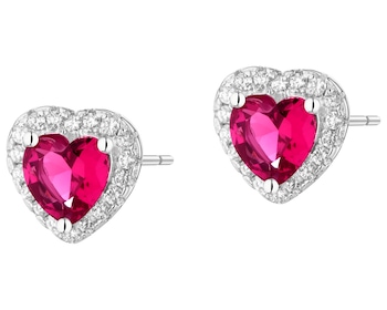 Kolczyki srebrne z cyrkoniami - serca