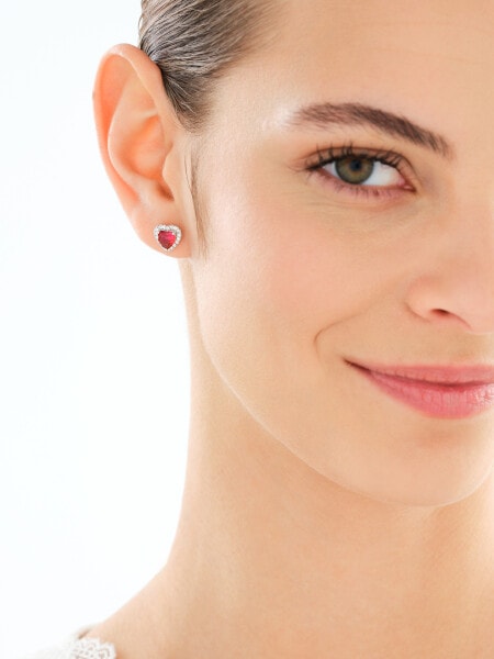 Stříbrné náušnice se zirkony - srdce