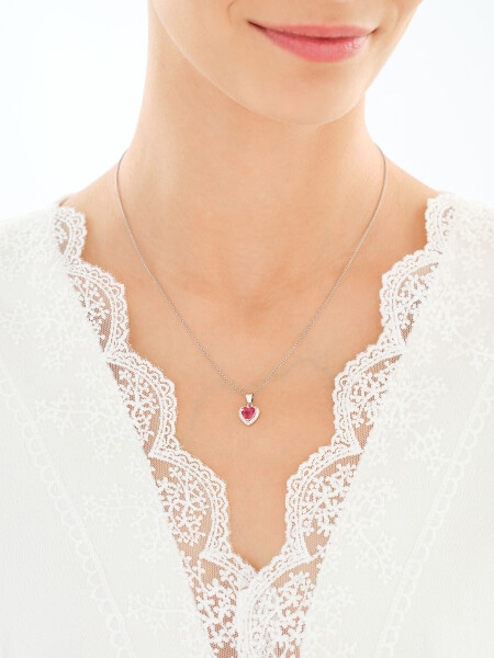 Rhodium Plated Silver Pendant with Cubic Zirconia