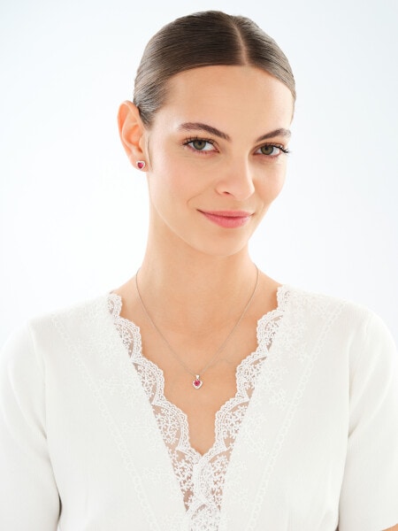 Rhodium Plated Silver Pendant with Cubic Zirconia