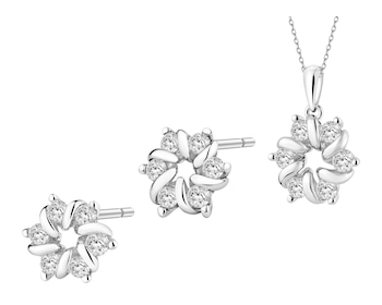 Srebrne kolczyki i zawieszka z cyrkoniami - komplet