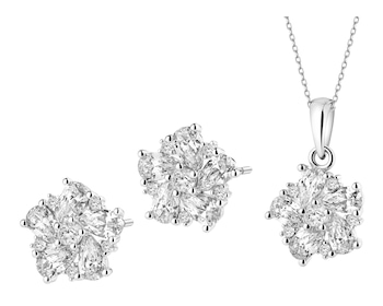 Srebrne kolczyki i zawieszka z cyrkoniami - komplet