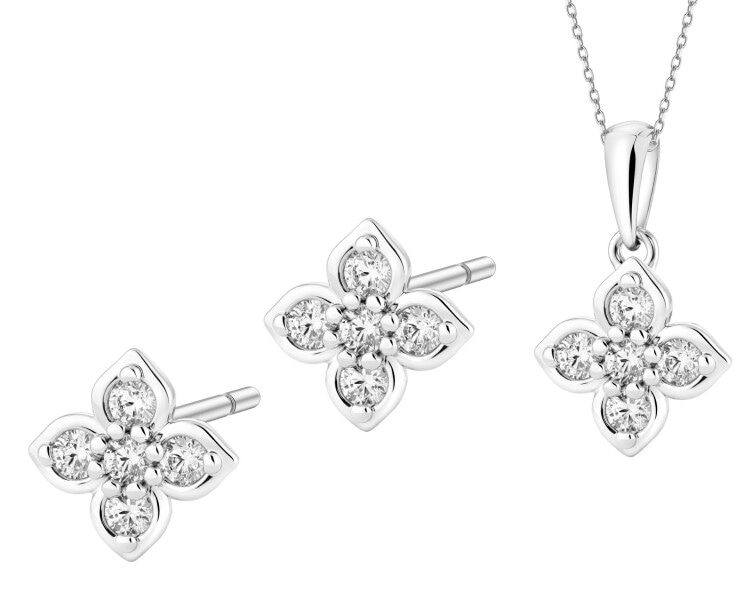 Srebrne kolczyki i zawieszka z cyrkoniami - komplet